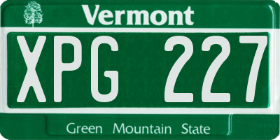 VT license plate XPG227