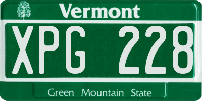 VT license plate XPG228