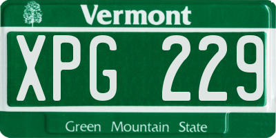 VT license plate XPG229