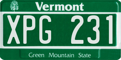 VT license plate XPG231