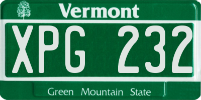 VT license plate XPG232