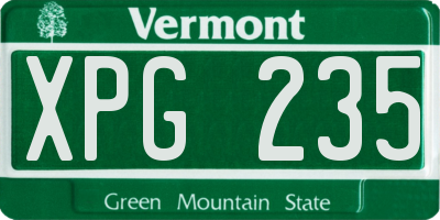 VT license plate XPG235