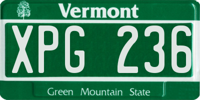 VT license plate XPG236