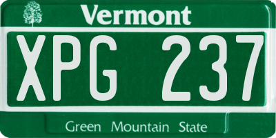 VT license plate XPG237