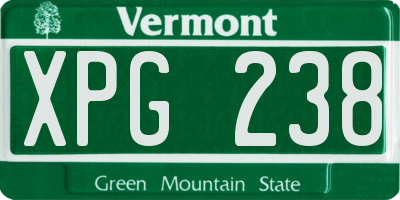 VT license plate XPG238