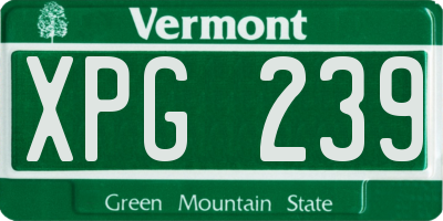 VT license plate XPG239