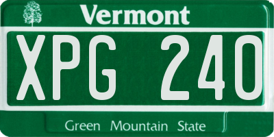 VT license plate XPG240