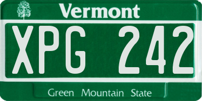 VT license plate XPG242