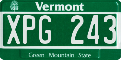 VT license plate XPG243