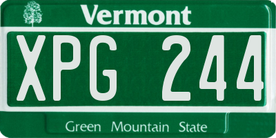 VT license plate XPG244