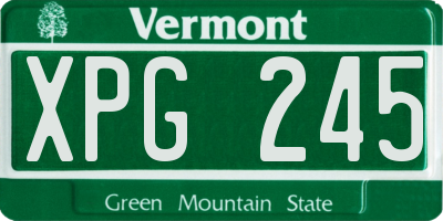 VT license plate XPG245