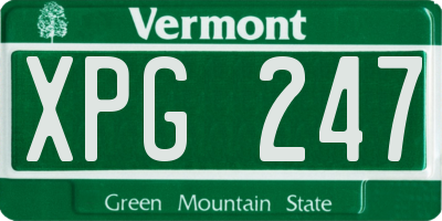 VT license plate XPG247