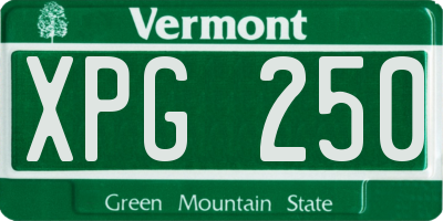 VT license plate XPG250
