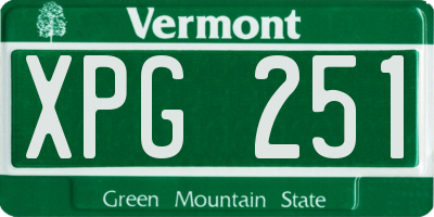 VT license plate XPG251