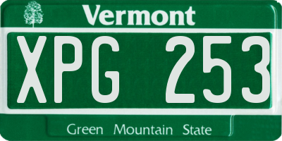 VT license plate XPG253
