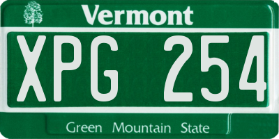 VT license plate XPG254