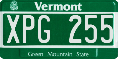VT license plate XPG255