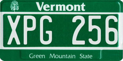 VT license plate XPG256