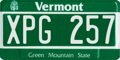 VT license plate XPG257