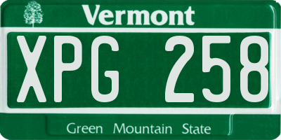 VT license plate XPG258