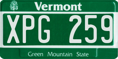 VT license plate XPG259