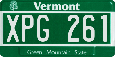 VT license plate XPG261