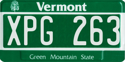 VT license plate XPG263