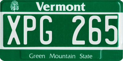 VT license plate XPG265
