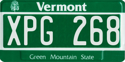 VT license plate XPG268