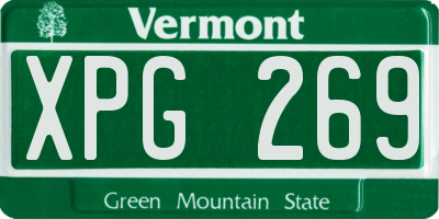 VT license plate XPG269
