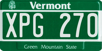 VT license plate XPG270