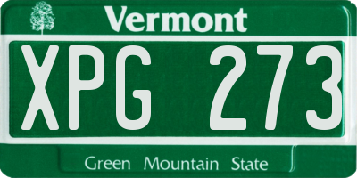 VT license plate XPG273