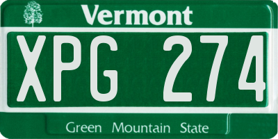 VT license plate XPG274