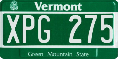 VT license plate XPG275