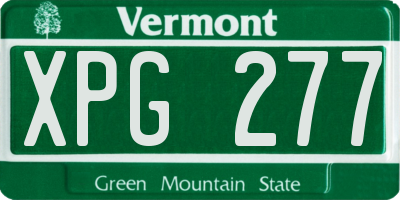 VT license plate XPG277