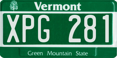 VT license plate XPG281