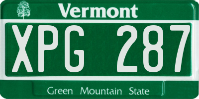 VT license plate XPG287