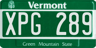 VT license plate XPG289
