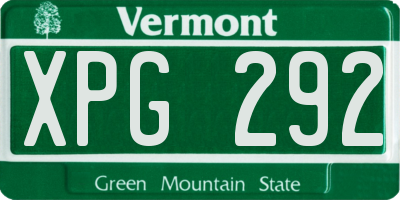 VT license plate XPG292