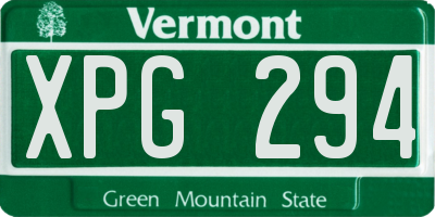 VT license plate XPG294