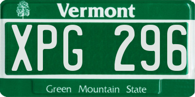 VT license plate XPG296