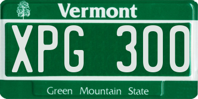 VT license plate XPG300