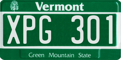 VT license plate XPG301