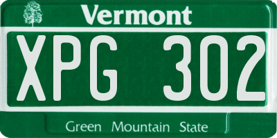 VT license plate XPG302