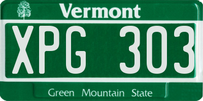 VT license plate XPG303