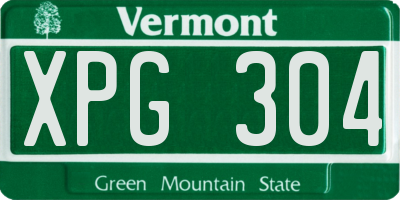 VT license plate XPG304