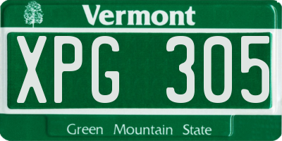 VT license plate XPG305