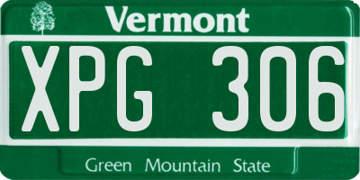 VT license plate XPG306