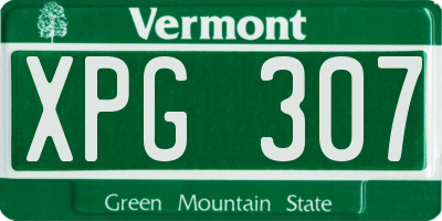 VT license plate XPG307