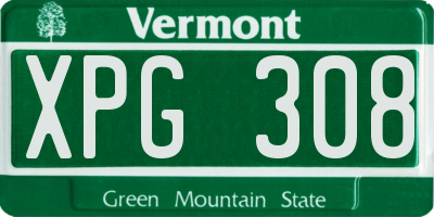 VT license plate XPG308